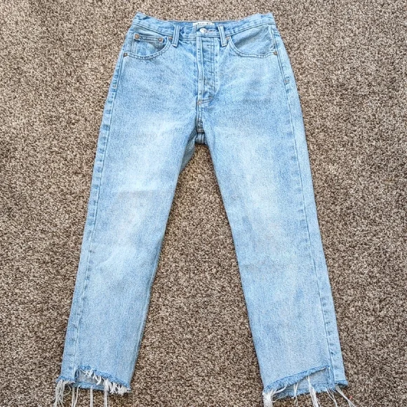 Agolde Riley High Rise Straight Cropped Denim Button-Fly Jeans Size 26 - Picture 1 of 13